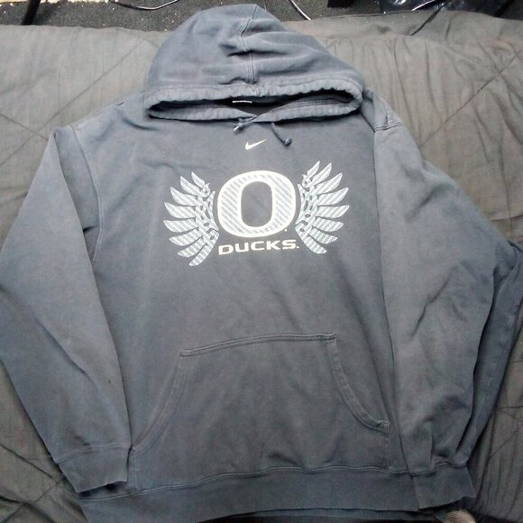 Vintage Y2K Oregon Ducks Hoodie Sweatshirt Mid Swoosh Travis Scott - Picture 2 of 6